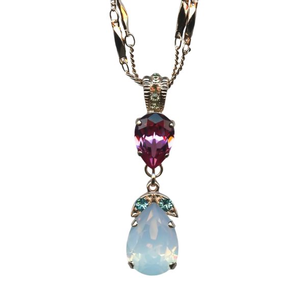Mariana Necklace Pendant Lovely Lt Rose, White Opal, Aquamarine, & Jonquil Austrian Crystals Margarita Cocktail Hour Coll.