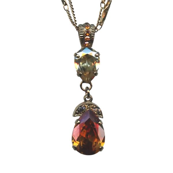 Mariana Necklace Pendant Glamorous Apricot & Golden Shadow Austrian Crystals Caramel The Sweet Life Coll.