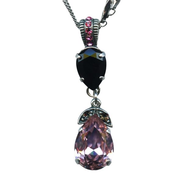 Mariana Necklace Pendant Classy Jet Black, Silver Night, & Lt Rose Austrian Crystals Peppermint The Sweet Life Coll.
