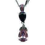 Mariana Necklace Pendant Classy Jet Black, Silver Night, & Lt Rose Austrian Crystals Peppermint The Sweet Life Coll. - Image 3