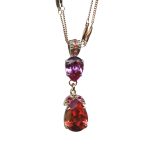 Necklace Pendant By Mariana Woman Charming Rose and Padparadscha Swarovski Crystals