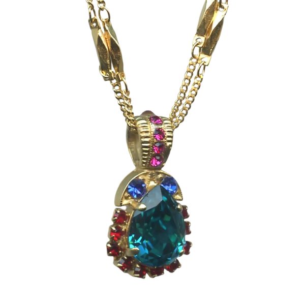 Mariana Necklace Pendant Preppy Blue Zircon, Siam, Sapphire, & Fuchsia Austrian Crystals Fantasy Nirvana Coll.