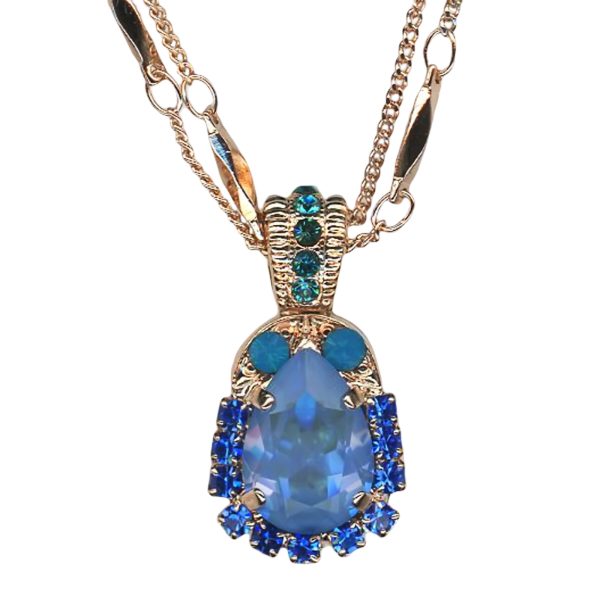 Mariana Necklace Pendant Glitzy Ocean Delite, Sapphire, Caribbean Blue Opal, & Blue Zircon Austrian Crystals Serenity Joy Of Life Coll.