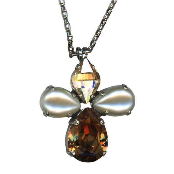 Mariana Necklace Pendant Timeless Cream Pearl, Golden Shadow, & Lt Colorado Topaz Austrian Crystals Barbados Caribbean Life Coll.