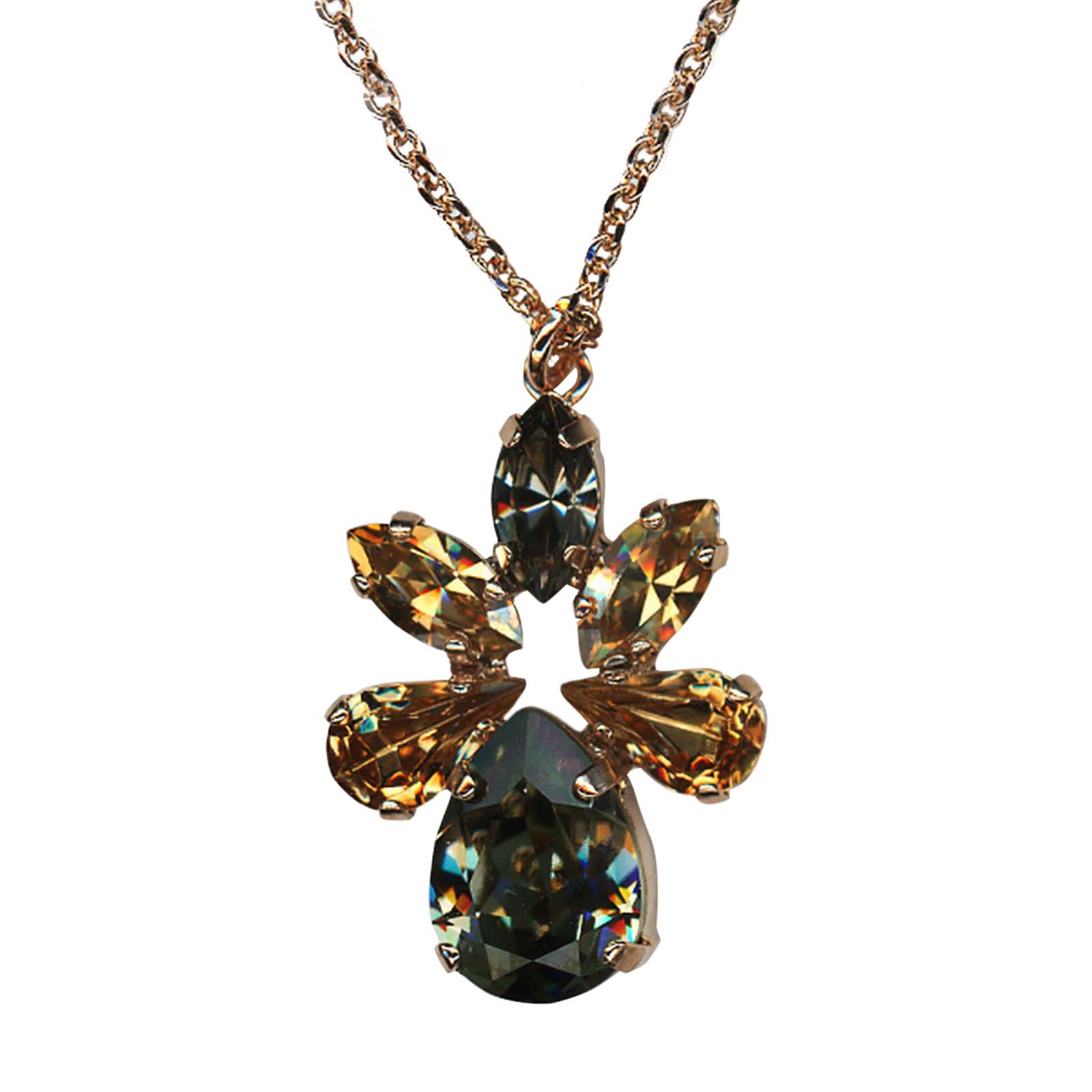N-5032-8-1132-RG(1) Necklace Pendant By Mariana Woman Luxurious Black Diamond and Golden Shadow Swarovski Crystals - Image 1