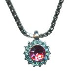Necklace Pendant By Mariana Cocktail Hour Coll. Floral Aquamarine and Rose Swarovski Crystals - Image 2