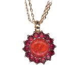Mariana Necklace Pendant Floral Ruby Synthetic Opal Mineral & Siam Austrian Crystals Firefly Natures Coll. - Image 2