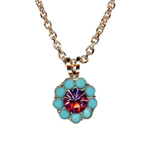 Mariana Necklace Pendant Charming Turq & Rose Austrian Crystals Afternoon in Amsterdam Summer 2022 Coll.
