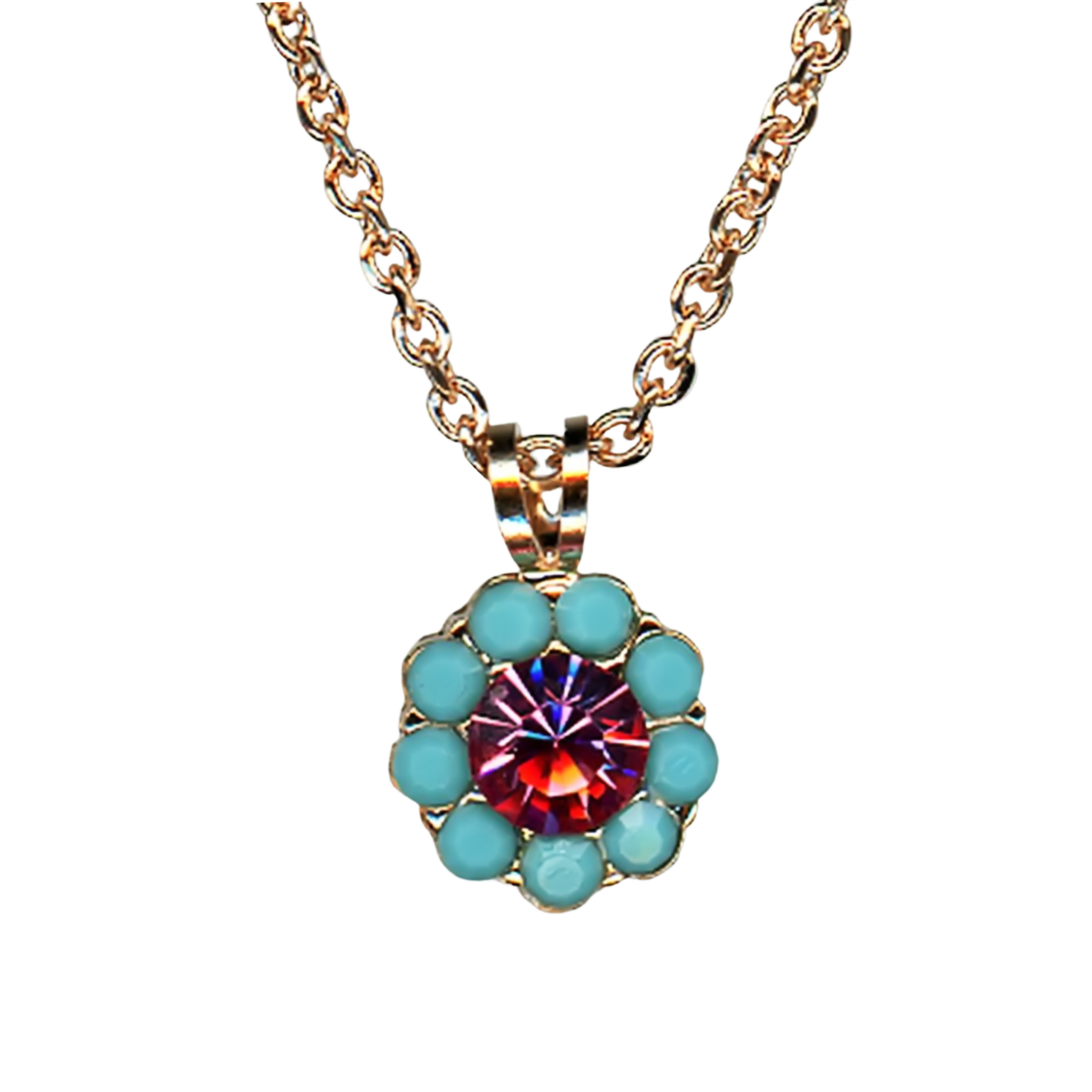 N-5035-1-1145-RG(1) Mariana Necklace Pendant Charming Turq & Rose Austrian Crystals Afternoon in Amsterdam Summer 2022 Coll. - Image 1