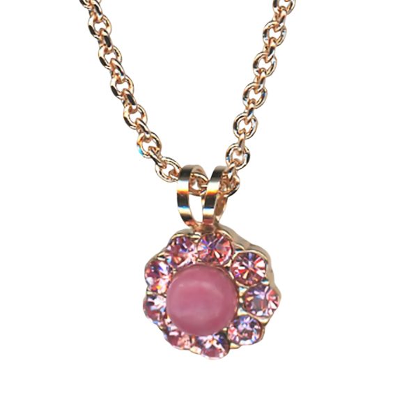 Mariana Necklace Pendant Lovely Rose Quartz Mineral & Lt Rose Austrian Crystals Love Joy Of Life Coll.