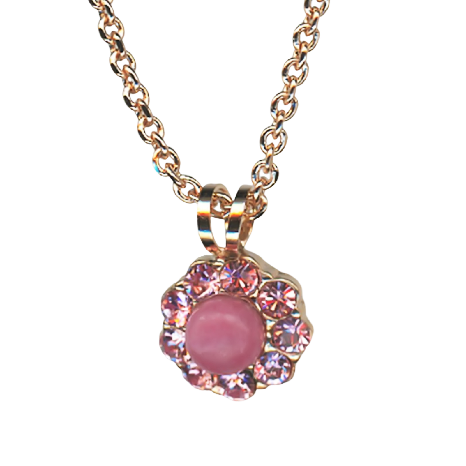N-5035-1-M1129-RG(1) Mariana Necklace Pendant Lovely Rose Quartz Mineral & Lt Rose Austrian Crystals Love Joy Of Life Coll. - Image 1
