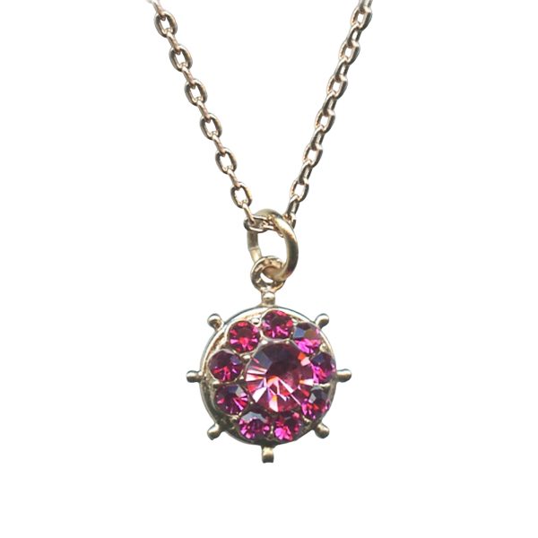 Mariana Necklace Pendant Ships Helm Fuchsia & Lt Rose Austrian Crystals Saba Caribbean Life Coll.