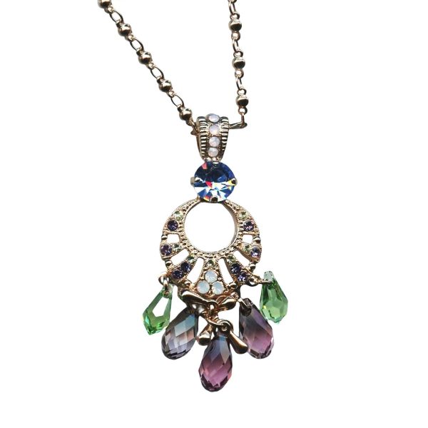 Mariana Necklace Pendant Chrysolite, Lt Amethyst, Tanzanite, Opals, Jonquil, & Sapphire Austrian Crystals California Dreaming Songbook Coll.