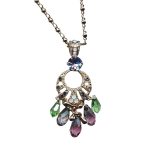 Mariana Necklace Pendant Chrysolite, Lt Amethyst, Tanzanite, Opals, Jonquil, & Sapphire Austrian Crystals California Dreaming Songbook Coll. - Image 3
