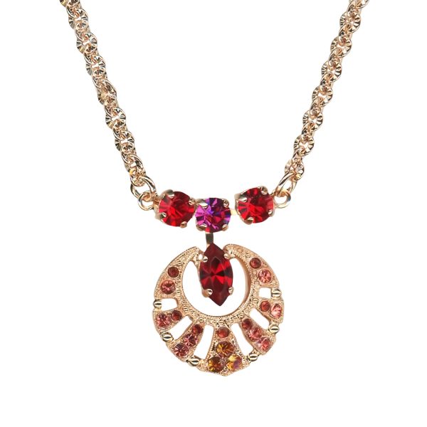 Mariana Necklace Pendant Stunning Lt Siam, Fuchsia, Tangerine, & Padparadscha Austrian Crystals Sorbet Delight Winter 2021 Coll.