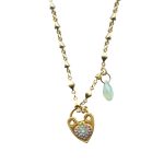 Necklace Pendant By Mariana Nirvana Coll. Heart Lock Rose and Pacific Opal Swarovski Crystals - Image 2