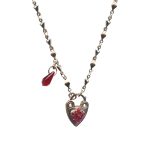 Necklace Pendant By Mariana Woman Heart Lock Siam and Fuchsia Swarovski Crystals - Image 2
