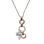 Mariana Necklace Pendant Triple Tier Cyclamen Opal, Moonlight, Provence Lavender, & Turq Austrian Crystals St Lucia Caribbean Life Coll.