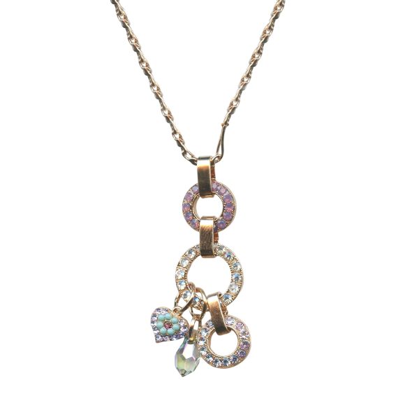 Mariana Necklace Pendant Triple Tier Cyclamen Opal, Moonlight, Provence Lavender, & Turq Austrian Crystals St Lucia Caribbean Life Coll.