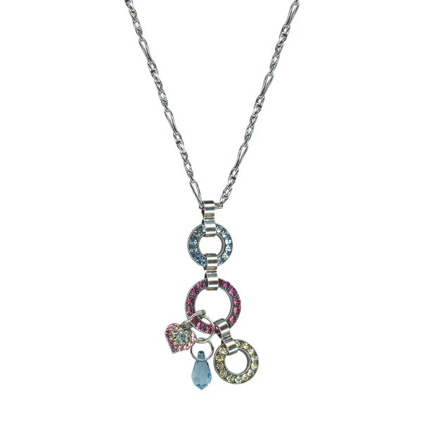 Mariana Necklace Pendant Fab Aquamarine, Fuchsia, Jonquil, & Lt Rose Austrian Crystals Spring Flowers Nature Coll.