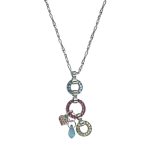 Mariana Necklace Pendant Fab Aquamarine, Fuchsia, Jonquil, & Lt Rose Austrian Crystals Spring Flowers Nature Coll. - Image 3