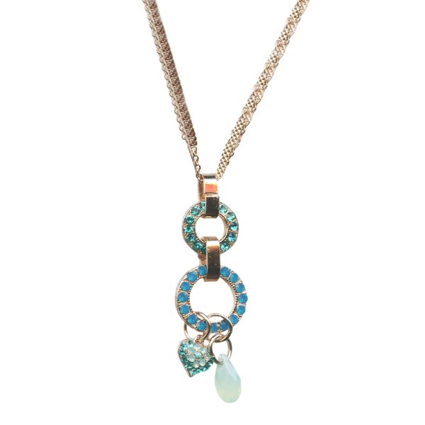 Mariana Necklace Pendant Two Tier Blue Zircon, Caribbean Blue Opal, Pacific Opal, & Turq Austrian Crystals Bahamas Caribbean Life Coll.