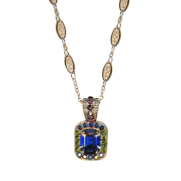 Mariana Necklace Pendant Glamorous Heliotrope, Amethyst AB, & Olivine Austrian Crystals Penelope Odyssey Coll.