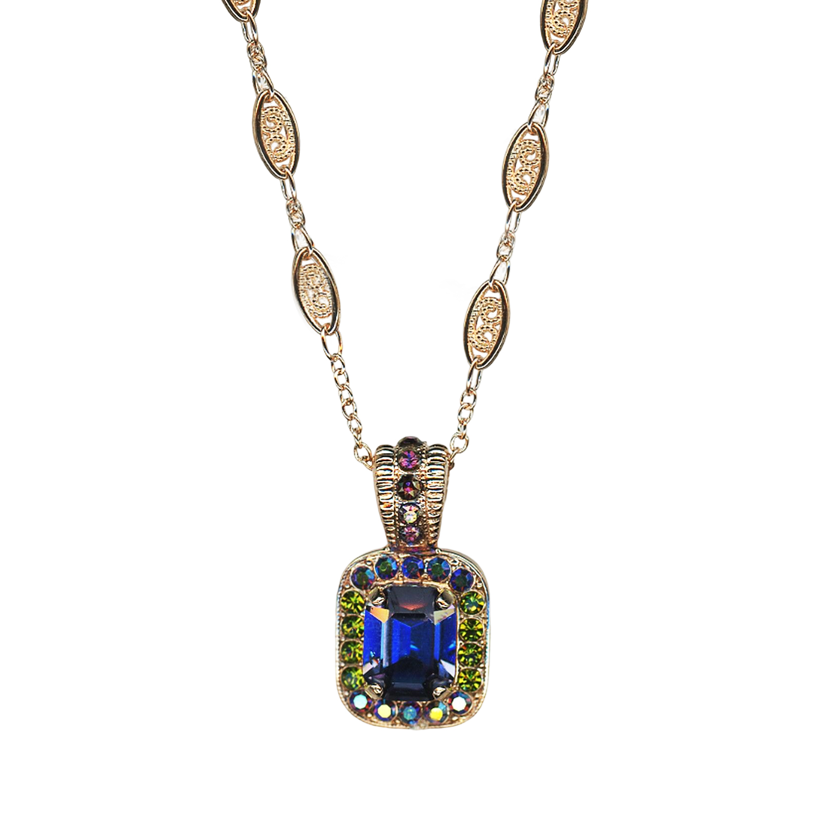 N-5040-3-1089-RG(1) Mariana Necklace Pendant Glamorous Heliotrope, Amethyst AB, & Olivine Austrian Crystals Penelope Odyssey Coll. - Image 1