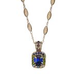 Mariana Necklace Pendant Glamorous Heliotrope, Amethyst AB, & Olivine Austrian Crystals Penelope Odyssey Coll. - Image 2