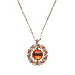 Mariana Necklace Pendants Wreath Encrusted Teal, Red, & Champagne Austrian Crystals Tinsel Winter Wonderland Coll. - Image 3