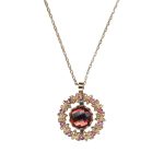 Mariana Necklace Pendant Lovely Wreath Indian Pink, Rose, & Golden Shadow Austrian Crystals Gingerbread Winter Wonderland Coll.