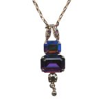 Mariana Necklace Pendant Glamorous Amethyst, AB, & Aurum Austrian Crystals Bohemian Rhapsody Songbook Coll.