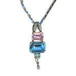 Mariana Necklace Pendant Charming Lt Rose, Aquamarine, Chrysolite, & Jonquil Austrian Crystals Spring Flowers Nature Coll.