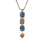 Necklace Pendant By Mariana Woman Multi Tier Orange and Golden Swarovski Crystals - Image 3