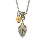 Necklace Pendant By Mariana Woman Leaf Yellow Opal Mineral and Topaz Swarovski Crystals