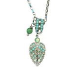 Necklace Pendant By Mariana Woman Leaf Turquoise and Moon Minerals and Swarovski Crystals - Image 2