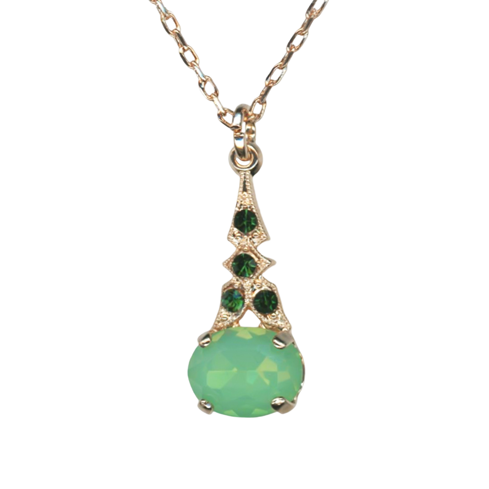 N-5043-2-2143-YG(1) Necklace Pendant By Mariana Woman Fashionable Pacific Opal and Emerald Swarovski Crystals - Image 1