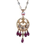 Mariana Necklace Pendant Shimmering Sun Kissed Blush, Jonquil, Heliotrope, Amethyst, Pacific Opal, & Peridot Austrian Crystals My Treasures Coll.