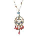 Necklace Pendant By Mariana Botanica Coll.  Blue and Aquamarine Swarovski Crystals