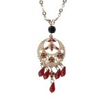 Mariana Necklace Pendant Sophisticated Ruby Red, Jet, & Amber Austrian Crystals Red Stiletto Paradise Coll. - Image 2