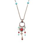 Mariana Necklace Pendant Deep Coral, Turq, Red, & Grape Purple Austrian Crystals True Romance East Meets West Coll.