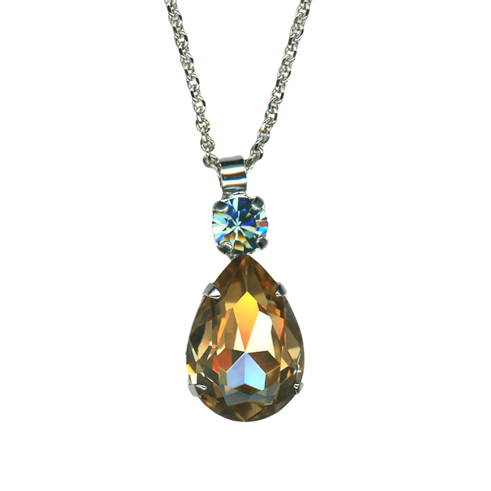 N-5044-30-216-3-RO(1) Mariana Necklace Pendant Elegant Champagne & Pale Blue Austrian Crystals Moondrops Cocktail Hour Coll. - Image 1