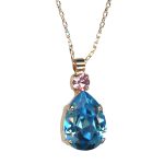 Mariana Necklace Pendant Gorgeous Aquamarine & Lt Rose Austrian Crystals My Treasures Coll.