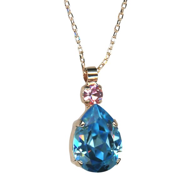 Mariana Necklace Pendant Gorgeous Aquamarine & Lt Rose Austrian Crystals My Treasures Coll.