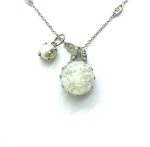 Mariana Necklace Pendant Simply Elegant Cream Pearl, Marbled Stone, & Clear Austrian Crystals Bermuda Caribbean Life Coll.