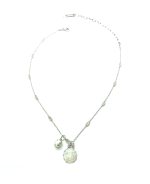 Mariana Necklace Pendant Simply Elegant Cream Pearl, Marbled Stone, & Clear Austrian Crystals Bermuda Caribbean Life Coll. - Image 2