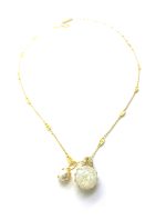 Mariana Necklace Pendant Glamorous Cream Pearl, Marbled Stone, & Clear Austrian Crystals Bermuda Caribbean Life Coll. - Image 2