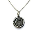 Mariana Necklace Pendant Engrave Star of David & Floral Fuchsia, Sapphire, Apple Green & Smoked Topaz Austrian Crystals Dancing the Night Away Coll. - Image 2
