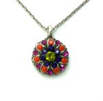 Necklace Pendant By Mariana Nostalgia Coll. Floral Fuchsia, Velvet and Olivine Swarovski Crystals
