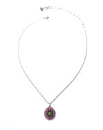 Necklace Pendant By Mariana Nostalgia Coll. Floral Fuchsia, Velvet and Olivine Swarovski Crystals - Image 3